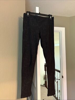 Black Textured Slim Leg Pants